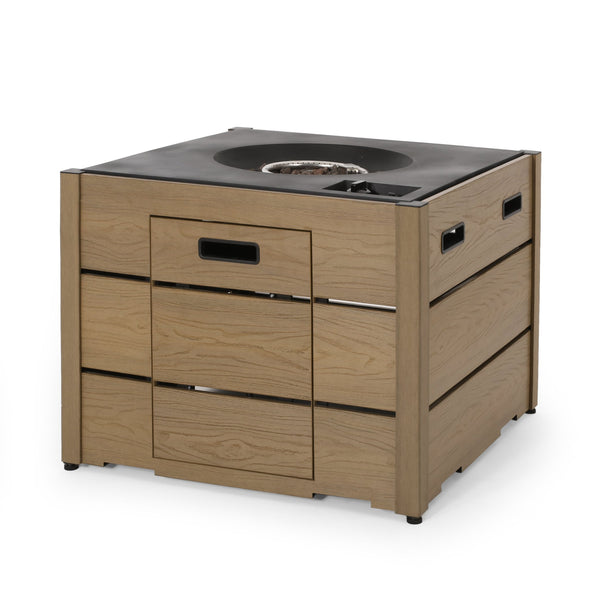 English Elm Christopher Knight Home® - Outdoor 31" WPC Base Square Propane Fire Pit with 40,000 BTU Lightweight Concrete Top & Tank Space Brown 69741.00WPCBRNBSE-40K_69741.00TOP-40K