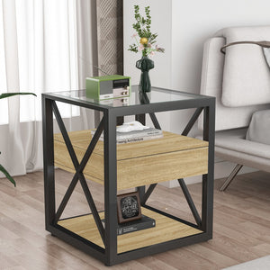 English Elm 1 Modern End Table With Drawer - Stylish Nightstand For Bedroom & Living Room, Industrial Design & Storage W241P246913
