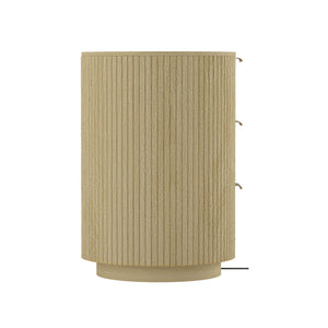 English Elm Olivia 71" Dresser in Natural Oak with Ribbed Texture, 6 Drawers, Metal Glam Handles (Black/Gold) B365S00064