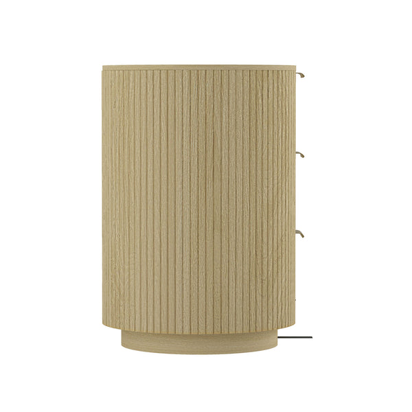 English Elm Olivia 71" Dresser in Natural Oak with Ribbed Texture, 6 Drawers, Metal Glam Handles (Black/Gold) B365S00064