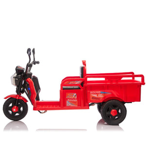 English Elm 12v Kids Electric Cargo Trike with Led Lights Wide Seat Anti-slip Wheels Toddler Ride On Red W1578P336051