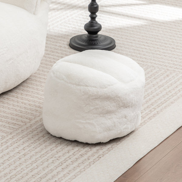 English Elm Bean Bag Chair - Plush Faux-Fur Sofa With Back Support & Footstool For Cozy Living Room Relaxation W2200P326899