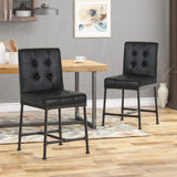 Christopher Knight Home® - Noble House - Commonwealth Industrial Modern 24" Counter Stool with Faux Leather Backing and Metal Pipe Base - Set of 2