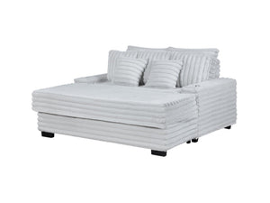 English Elm Melodia Oversized Corduroy Chaise Lounge with Usb Charging and Cupholders for Media Rooms Light Gray B2749S00272
