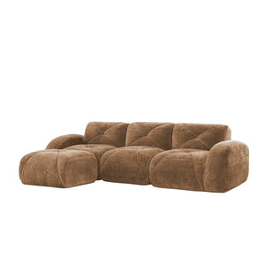 English Elm L-shaped Velvet Cloud Sectional Sofa Modular Tufted Design with Ottoman for Living Room W714S01598