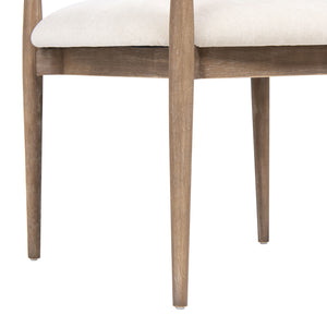 English Elm Jennifer Taylor Home - Artemis Plush Upholstered Dining Arm Chair in Warm White Chenille with Rubberwood Frame & Brushed Nickel Accents B2719P269267