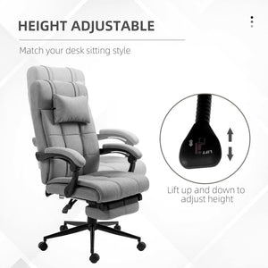 English Elm Vinsetto High-Back Ergonomic Office Chair With Retractable Footrest, Padded Armrests & Swivel Design W2225P200858-GIGA