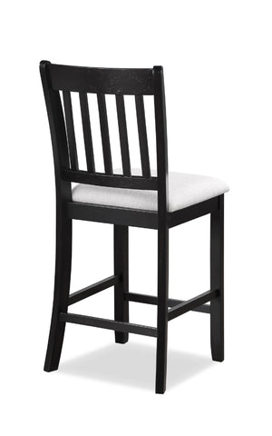 English Elm 5 Counter Height Square Dining Set with Upholstered High Chairs, Two-Tone Wood Top & Black Base, Modern Rustic Appeal B011P243274