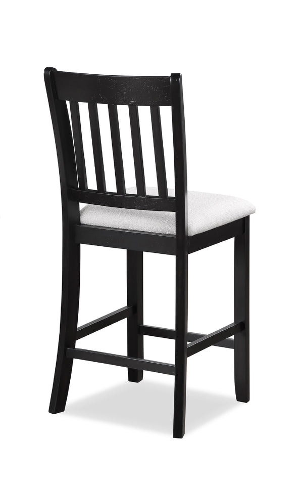 English Elm 5 Counter Height Square Dining Set with Upholstered High Chairs, Two-Tone Wood Top & Black Base, Modern Rustic Appeal B011P243274