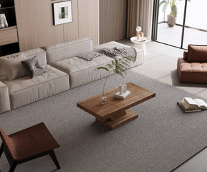 English Elm 47" X-base Oak Wash Coffee Table Solid Veneer Sculptural Frame for Living Room Walnut W1435P337639