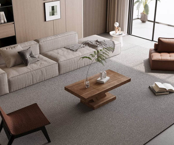 English Elm 47" X-base Oak Wash Coffee Table Solid Veneer Sculptural Frame for Living Room Walnut W1435P337639