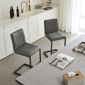 English Elm Faux Leather Counter Stools Set of Two Ergonomic Curved Back Metal Frame Kitchen Seating W5096P400639