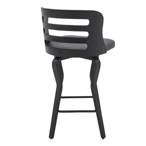 English Elm Lusera 26" Gray Faux Leather Swivel Bar Stool With Black Wood Base For Modern Home Comfort & Style B2736P268531