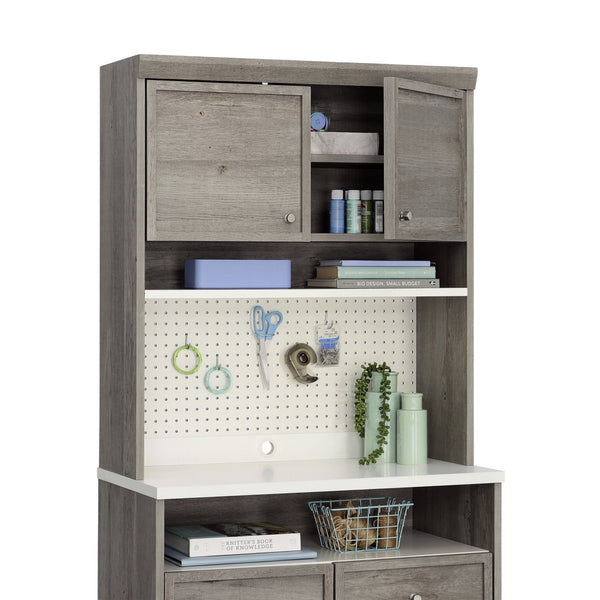 English Elm Hutch, Versatile Brown-Finish Storage Unit With Adjustable Shelves & Pegboard For Any Room'S Needs B356P367857