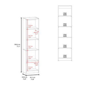 English Elm Home Xs Slim Five Shelf Vertical Bookcase for Narrow Bedrooms Offices and Living Spaces B070P391786