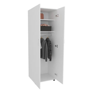 English Elm Aurora White Two-Door Armoire with Hanging Rod & 2 Shelves, Easy Assembly Bedroom Storage B070S00362
