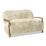 English Elm Enchante 52.5" Mongolian Sheepskin Accent Loveseat, Taupe Beige Genuine Fur