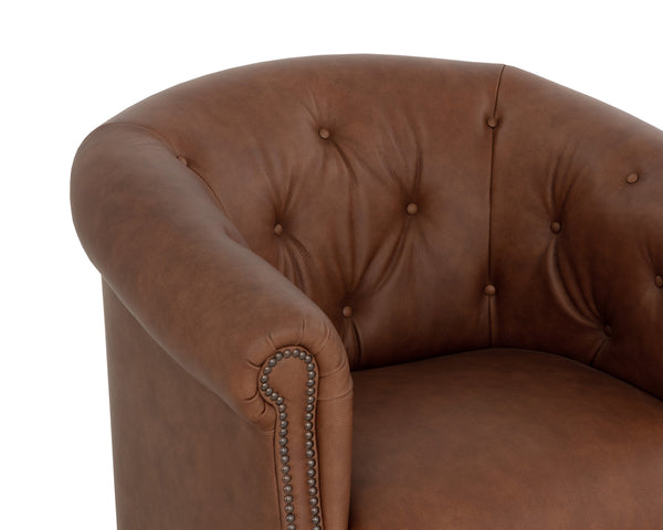 Sunpan Marjorie Lounge Chair - Vintage-inspired Cognac Leather With Handcrafted Copper Nail Heads Brown Leather 112043