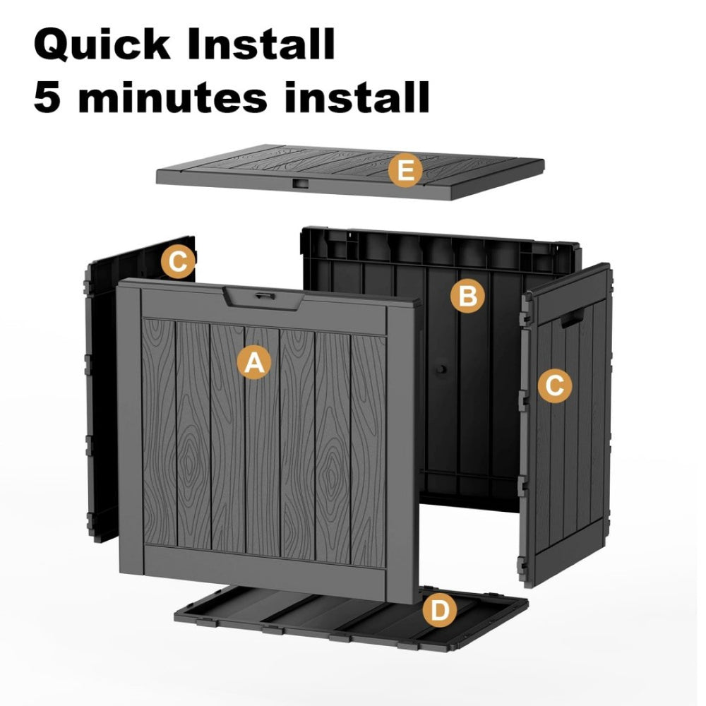 English Elm 30 Gallon Resin Deck Box Weatherproof Lockable Outdoor Patio Storage Container W2181P484991