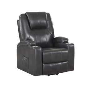English Elm Gunmetal Power Lift Recliner with Pocket Coils, Wooden Frame, 2 Cup Holders & Tight Cushions - Luxurious Support and Easy Entry/Exit B062P215440