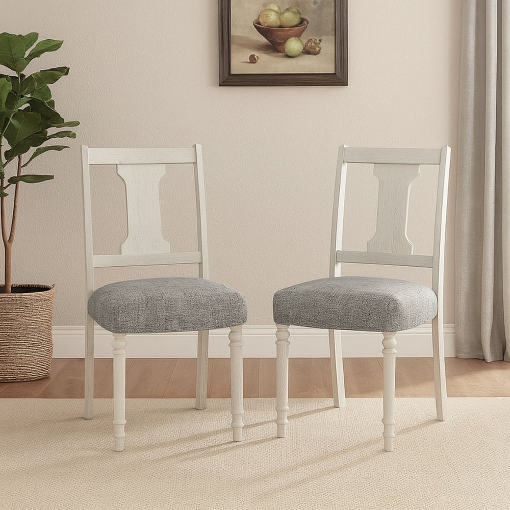 English Elm Set Of 2 Linen Upholstered Dining Side Chairs - Chic, Comfortable Seating For Any Space B016P392420-GIGA