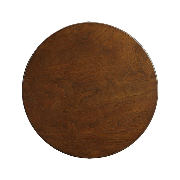 English Elm Round Retro Accent Table with Drawer and Open Shelf on Cabriole Legs for Stylish Living Spaces Walnut B016P310496