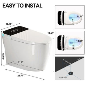 English Elm Smart Toilet with Auto Open Seat Heated Bidet Warm Dryer and Night Light W3133P384796