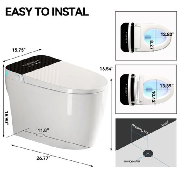 English Elm Smart Toilet with Auto Open Seat Heated Bidet Warm Dryer and Night Light W3133P384796