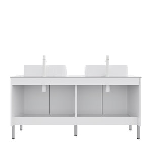 English Elm Turio 60" Freestanding Bathroom Vanity Set With Carrara White Countertop & Soft-Close Storage Doors W2615S00131-GIGA