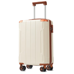 English Elm Hardshell Six Piece Luggage Set Expandable Abs Suitcases with Spinner Wheels Tsa Lock Brown White N730P296628O