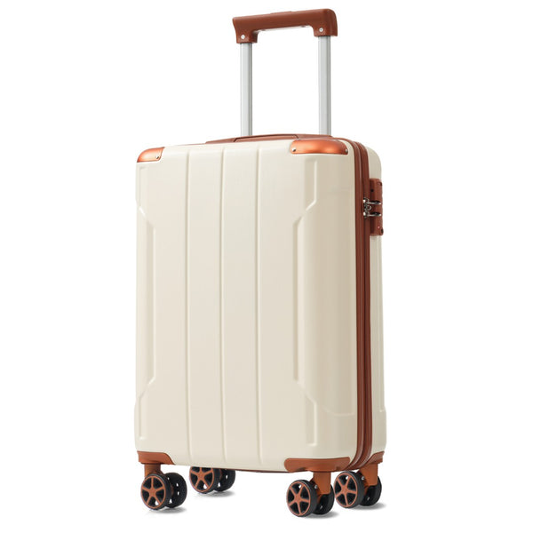 English Elm Hardshell Six Piece Luggage Set Expandable Abs Suitcases with Spinner Wheels Tsa Lock Brown White N730P296628O