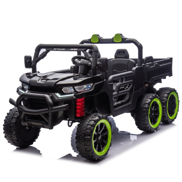 English Elm 24v Two Seat Kids Electric Dump Truck Six Wheel 4wd Utv with Parental Remote Black W1578P268991