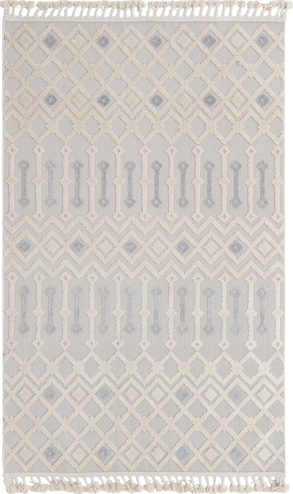 Unique Loom Arlo Lenny Machine Made Tribal Rug Sandy Beige, Beige/Gray 5' 3" x 8' 0"