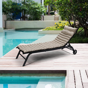 English Elm 2pcs Outdoor Chaise Lounge Cushion Set Polyester Piped Patio Replacement Pair W2911P211855