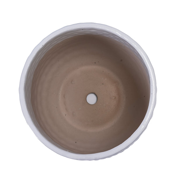 English Elm 3 Pieces Ceramic Flowerpot Set - Elegant Matte White Planters For Modern Home Décor & Gardens W3273P321548