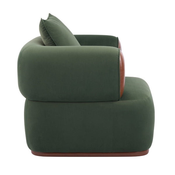 English Elm Bblythe Velvet Accent Chair Wrap Around Backrest Solid Wood Frame Cozy Reading Nook Sage N776P418607S