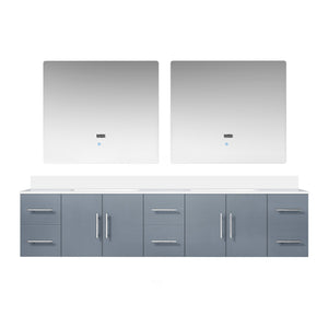 English Elm Dark Grey Double Bath Vanity 84" W x 22" D with Cultured Marble Top, Soft-Close Storage & LED Mirrors B2731S00888