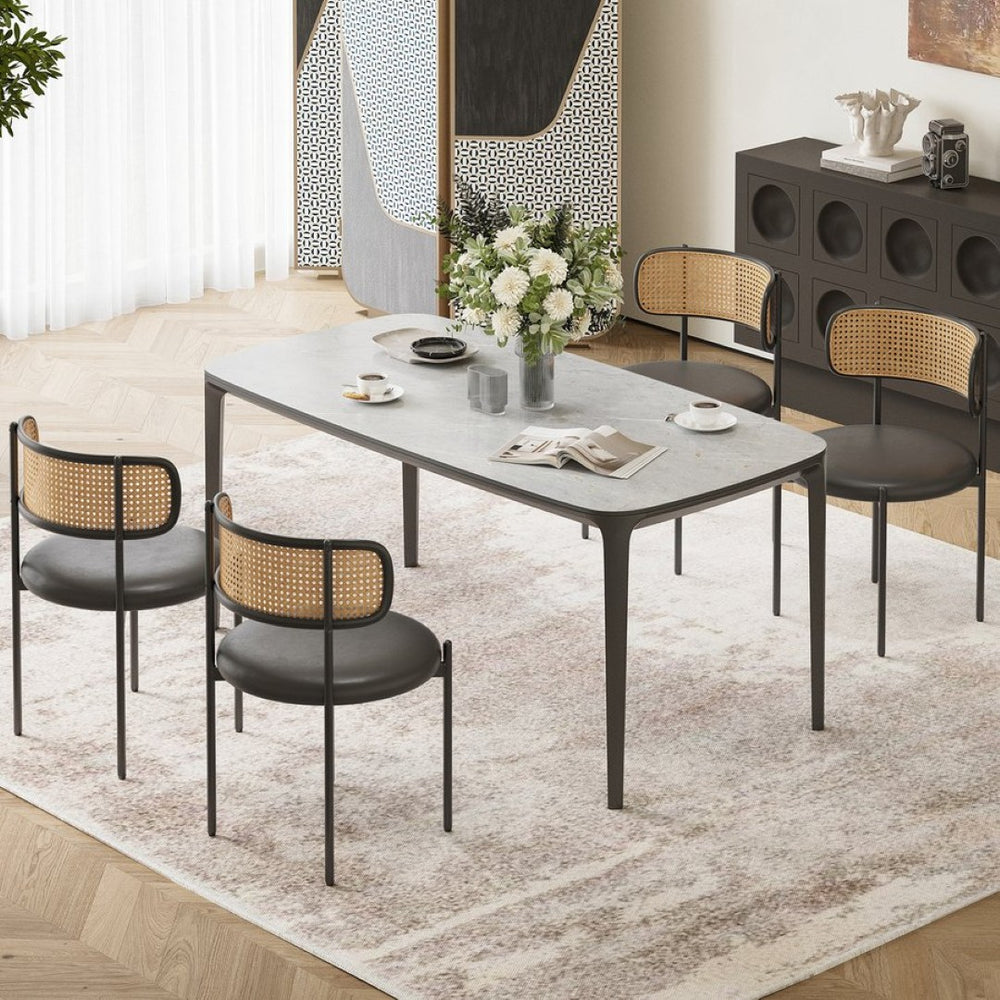 English Elm Adjustable Swivel Barstools Set of 2 Pu Leather Industrial Mid-century Kitchen Island Seating Black T3623P433769