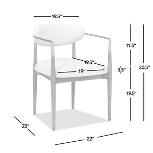 English Elm Jennifer Taylor Home - Artemis Plush Upholstered Dining Arm Chair in Warm White Chenille with Rubberwood Frame & Brushed Nickel Accents B2719P269267