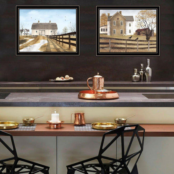 English Elm Trendy Decor 4u Billy Jacobs Rural Barn Framed Art Set Farmhouse Living Room B067P254079