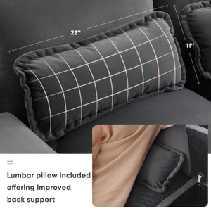 English Elm 123*55" Modern U-shaped Sofa with Console and Cupholders, USB Ports, Storage, Plush Chaise Luxury Gray GS008804AAE