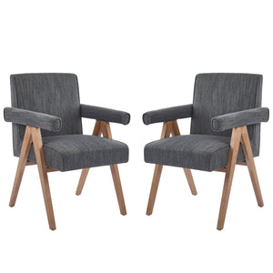 English Elm Christopher Knight Home® - Poppy Fabric Upholstered Dining Armchair with Plush Cushioning and Durable Rubberwood Legs for Style Charcoal 30 L x 27 W x 23 H N776P202652D