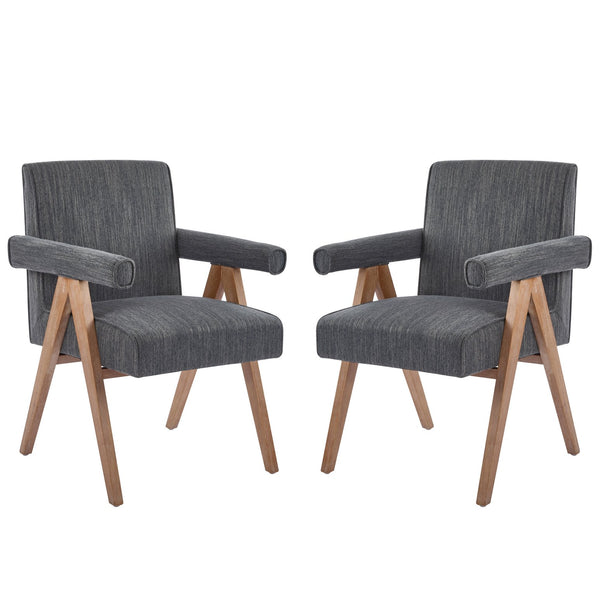 English Elm Christopher Knight Home® - Poppy Fabric Upholstered Dining Armchair with Plush Cushioning and Durable Rubberwood Legs for Style Charcoal 30 L x 27 W x 23 H N776P202652D