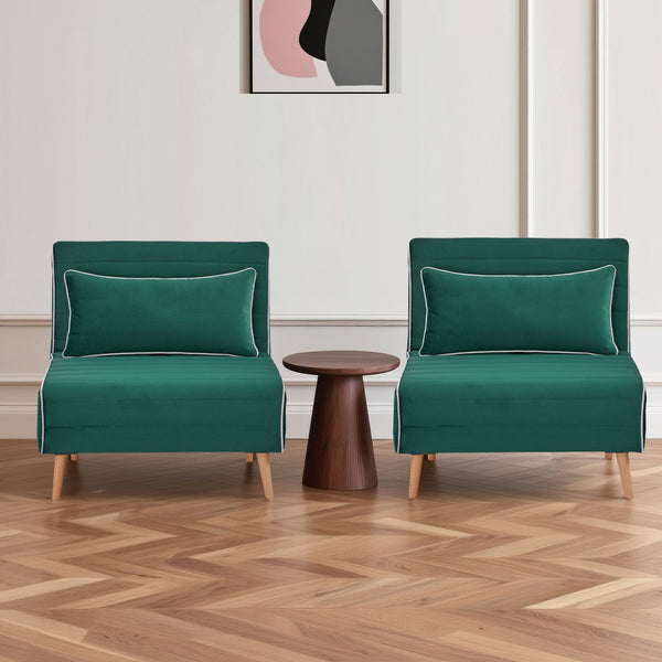 English Elm Canon Modern Velvet Sectional Sofa Bed - Convertible Twin Beds, Space-Saving Design & Adjustable Backrest W3391S00013