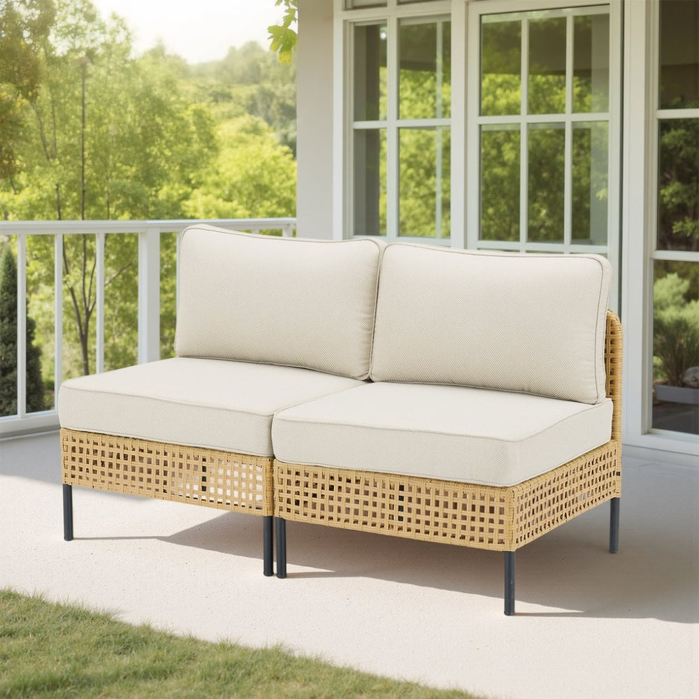English Elm Outdoor Wicker Swivel Glider Chair Set Patio Rocker with Plush T Back Cushions T3773P419998