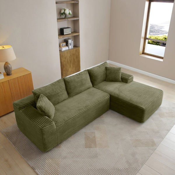 English Elm 105'' Modular Cloud Sectional Sofa Deep Seat Corduroy Upholstered L-shape Living Room W1117S00330