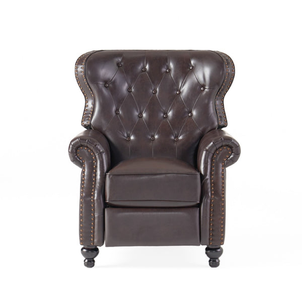 English Elm Push Recliner with Tufted Back Nailhead Trim and Turned Legs for Refined Living 57337.00PU