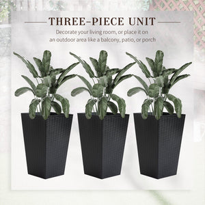 English Elm Outsunny Set Of 3 Stylish Tall Planters - Uv-Resistant Indoor/Outdoor Flower Pots For Any Space W2225P174478-GIGA