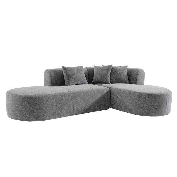 English Elm Christopher Knight Home® - Mirod Sectional Sofa with Chenille Upholstery, Tufted Curved Corner Design, Plush Foam & Springs Grey N760S0000039E