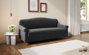 English Elm Modern Chenille Loveseat with Rolled Arms Pocket Spring Cushions and Rubberwood Legs Grey N763P362173E